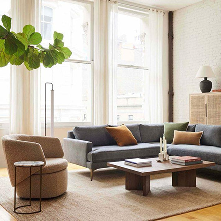 Modern L-Shaped Fabric Sofa – Grey Comfort Series