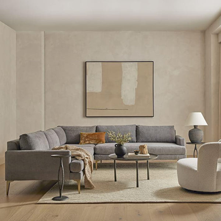 Modern L-Shaped Fabric Sofa – Grey Comfort Series