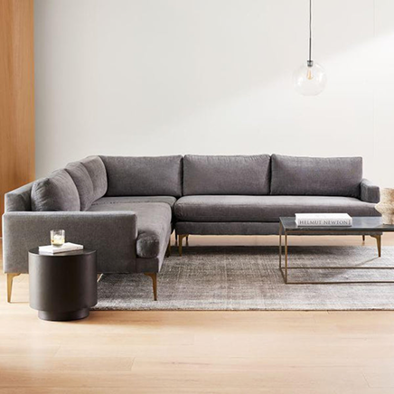 Modern L-Shaped Fabric Sofa – Grey Comfort Series