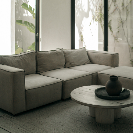 Modern L-Shaped Fabric Sofa – Grey Comfort Series
